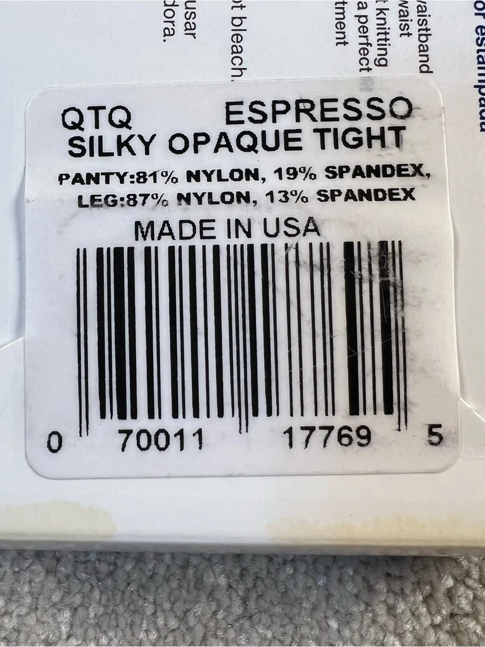 Opaque Tights No Nonsense Espresso New in Package Womens XL Silky Sheer to Waist